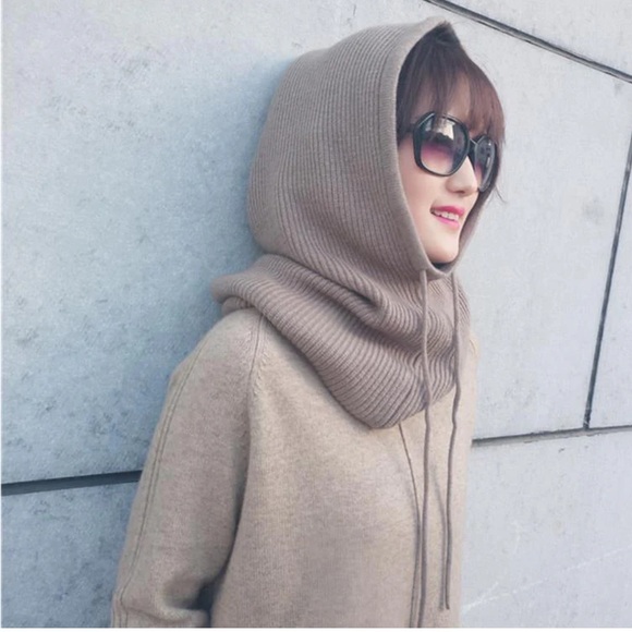 WINTER HOODED NECK WARMER HATS WITH ADJUSTABLE DRAWSTRING - Picture 2 of 4